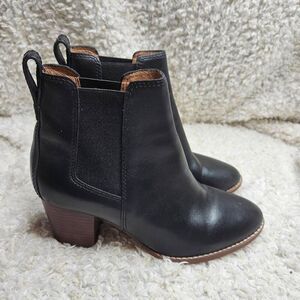 Madewell The Regan Black Leather Pull-on Ankle Boots sz 6‎